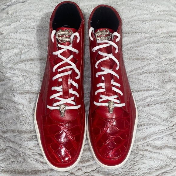 Belvedere Franco Sneakers Red Leather Men Size 11